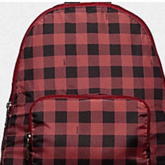 Coach Gingham Backpack 🎒 Black & Red NWT 🖤❤️🖤 Back to School - Picture 3 of 6